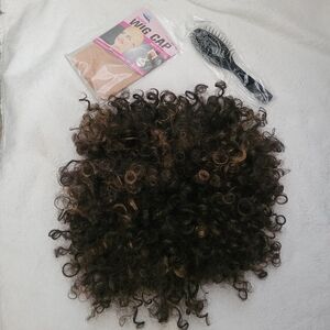 Curly Brunette highlights Costume Wig